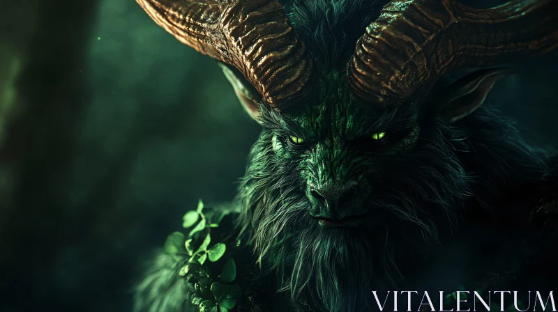 AI ART Enigmatic Horned Beast in the Shadows