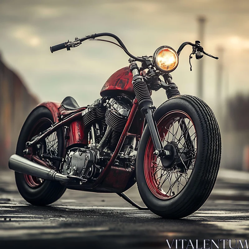 AI ART Classic Red Motorcycle