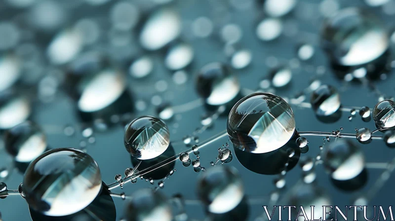 Macro Photo: Futuristic Glam Water Drops AI Image