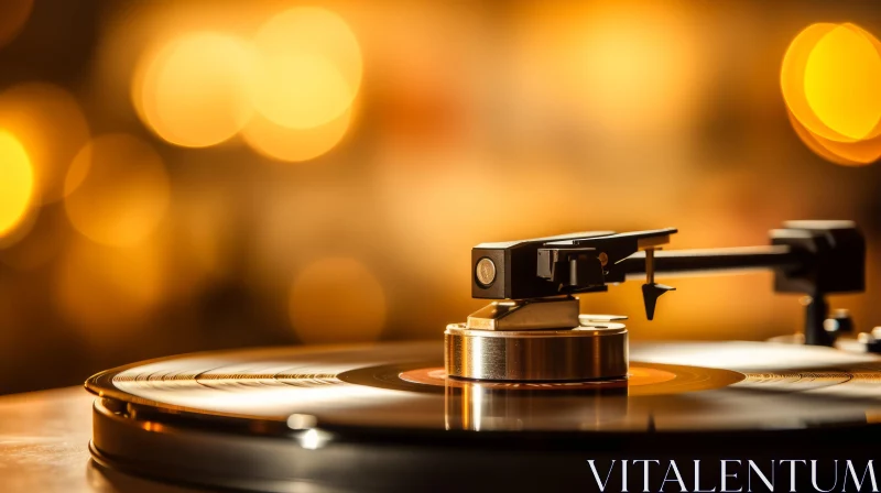 Vintage Turntable Close-up: A Blend of Past and Present AI Image