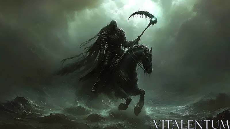 AI ART Dark Horseman Over the Sea