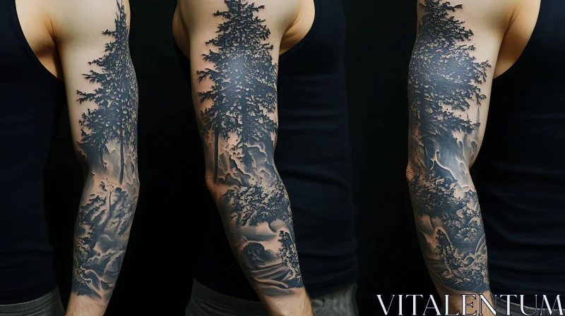 Intricate Tree Tattoo Sleeve AI Image