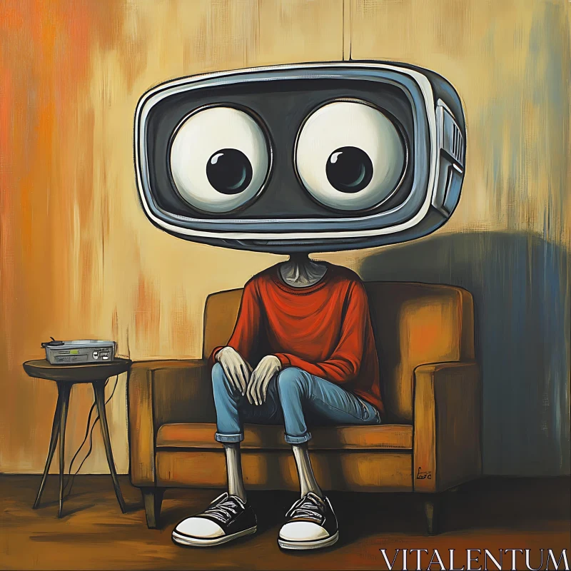 AI ART Retro TV Head Surreal Art