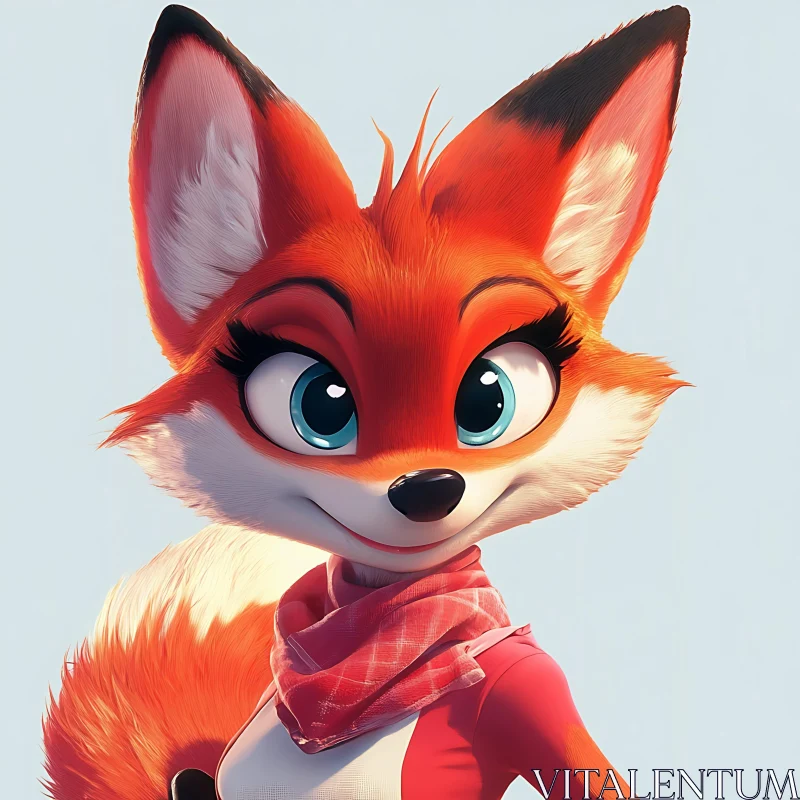 Animated Fox Portrait with Cheerful Look AI Image