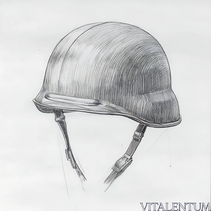 Monochrome Helmet Drawing AI Image