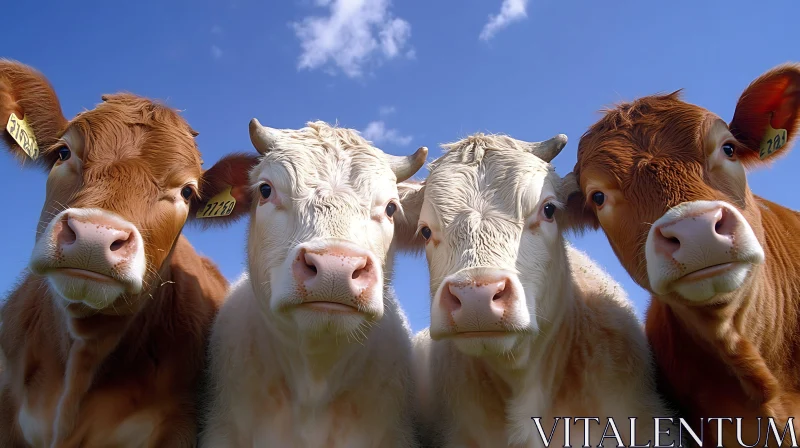 Four Cows Under Blue Sky AI Image