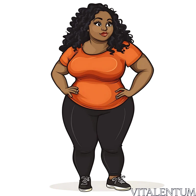 Cartoon of a Woman in Workout Clothes AI Image