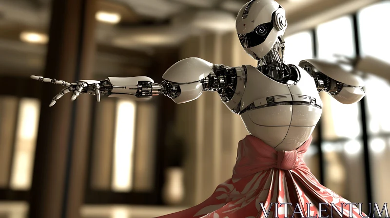 Humanoid Robot Performing Ballet in Contemporary Space AI Image