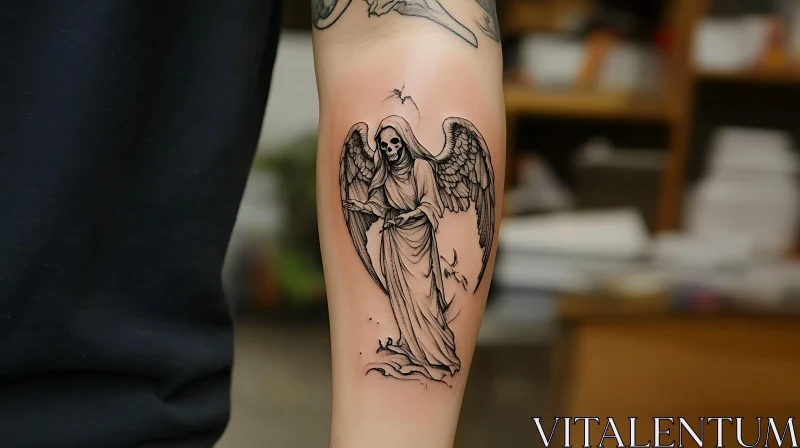 Forearm Tattoo of Angelic Grim Reaper AI Image