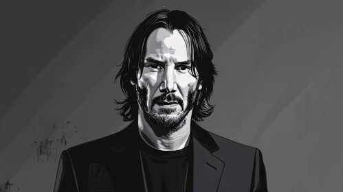 Keanu Reeves Monochromatic Art Portrait