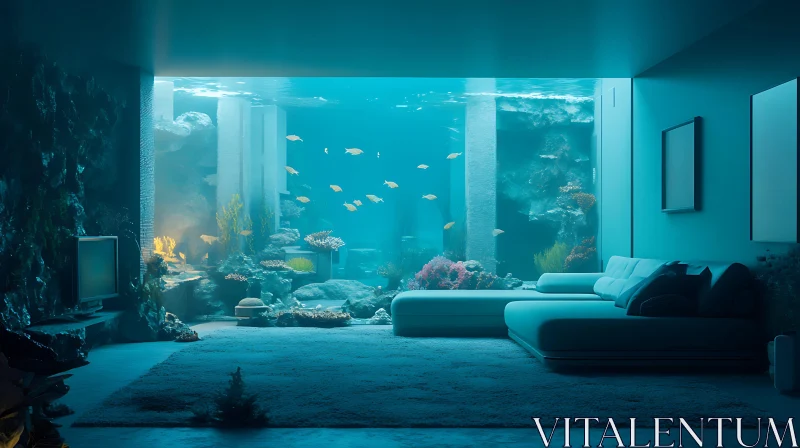 AI ART Underwater Oasis: A Tranquil Home Interior