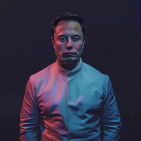 Elon Musk in Futuristic Portrait with Artistic Lighting