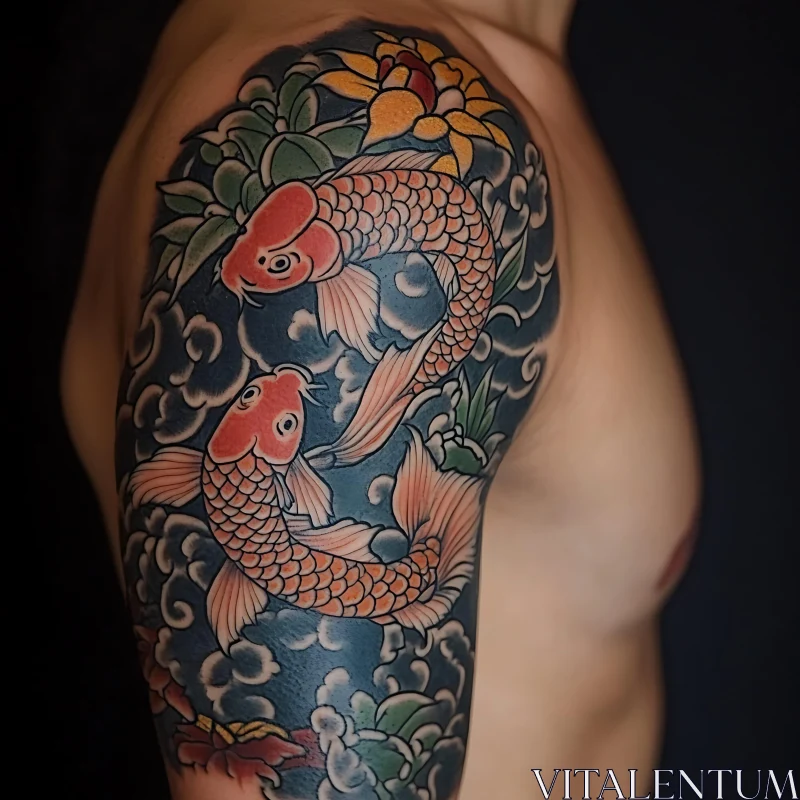 Vibrant Koi Fish Tattoo Design AI Image