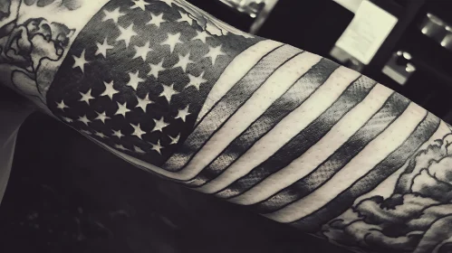 American Flag Tattoo Art on Arm