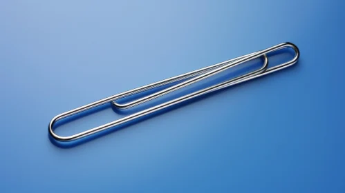 Artistic Rendering of a Silver Paper Clip on a Blue Background