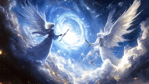 Winged Angels Above the Clouds
