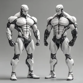 Human-like Futuristic Cyborgs in Monochrome