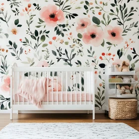 Peaceful Nursery with Floral Wallpaper