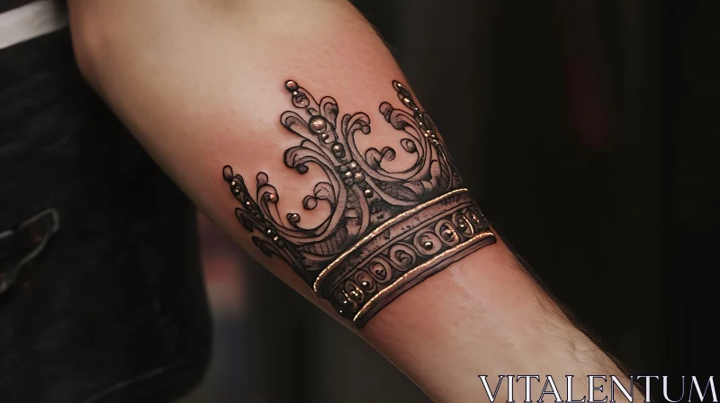 Intricate Crown Tattoo Design AI Image