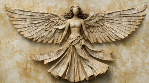Angel Made of Paper Sheets Artwork