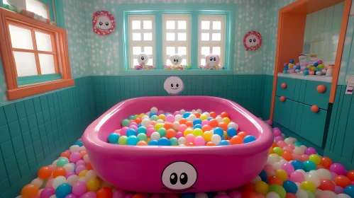 Colorful Ball Pit in Whimsical Playroom