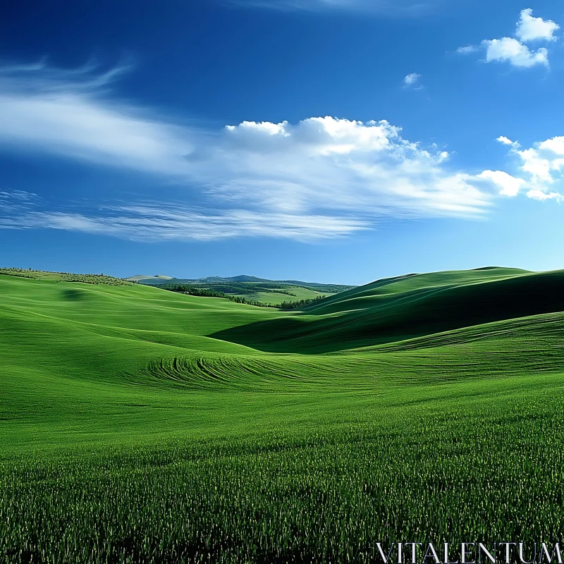 AI ART Serene Green Hills Landscape