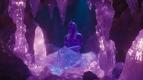 Figure in Purple Crystal Cave