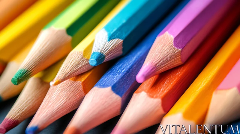 Close-Up of Vibrant Colored Pencils AI Image