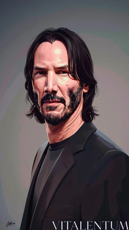 AI ART Keanu Reeves Digital Portrait