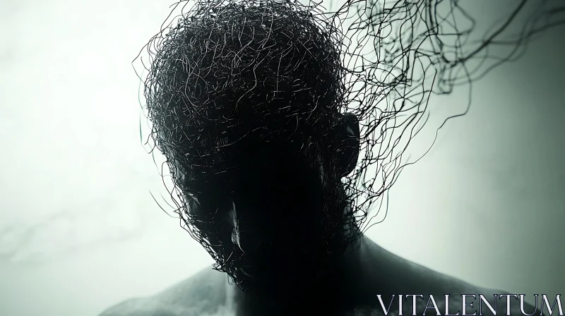 AI ART Tangled Mind: A Conceptual Silhouette