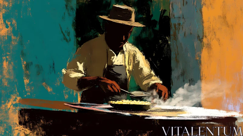 Chef at Work: An Artistic Portrait AI Image