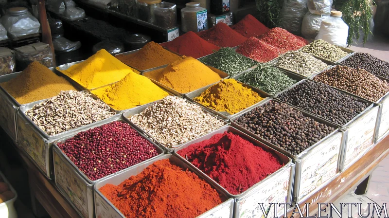 Colorful Variety of Spices on Display AI Image