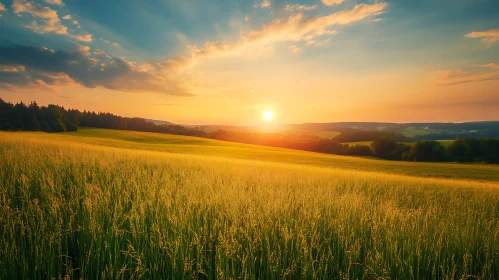 Sunset Over the Golden Field