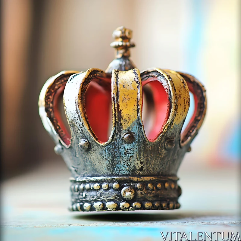 Vintage Golden Crown on Textured Surface AI Image