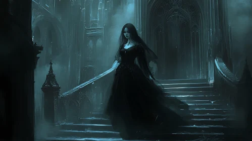 Gothic Lady in Dark Castle