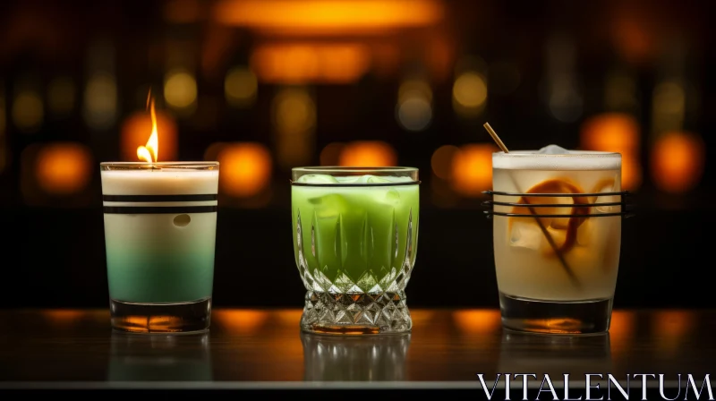 Captivating Alcoholic Beverages on a Bar Counter | Gritty Hollywood Glamour AI Image