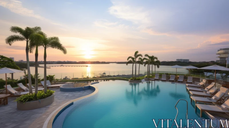Captivating Water View at Serene Resort | Tranquil Landscape AI Image