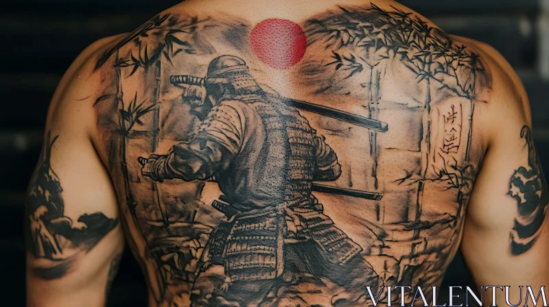 Detailed Japanese Samurai Tattoo AI Image