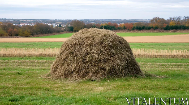 AI ART Golden Haystack in Autumn Field