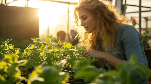 Greenhouse Gardening at Golden Hour