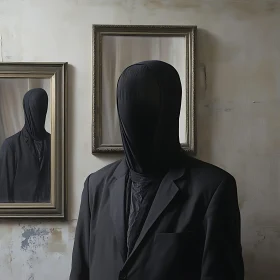 Surreal Mirror Image of a Faceless Man