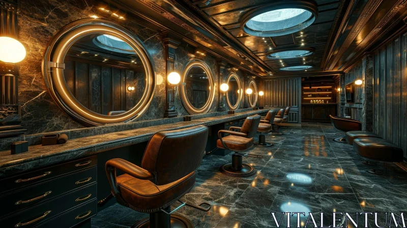 Luxurious Barbershop with Marble Walls and Modern Styling AI Image