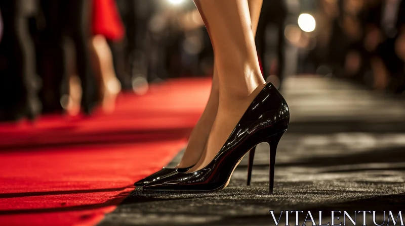 Stylish Woman on Red Carpet: Elegance and Glamour AI Image