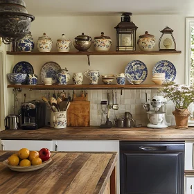 Rustic Kitchen with Antique Dishes