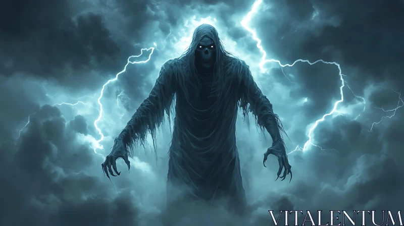 Grim Reaper in Lightning Storm AI Image