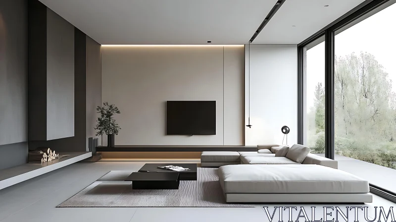 Contemporary Living Room with Neutral Palette AI Image