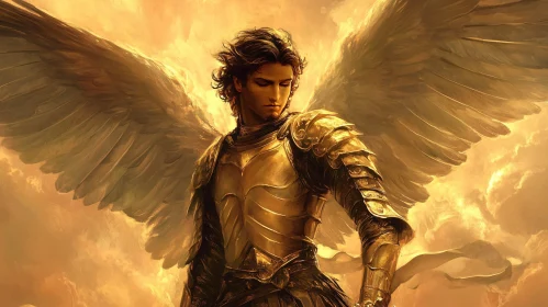 Winged Angel in Golden Armor