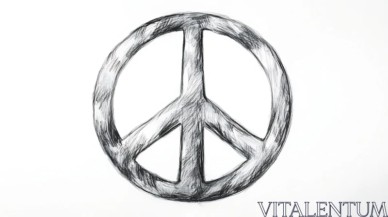 Monochrome Peace Symbol Sketch on White AI Image