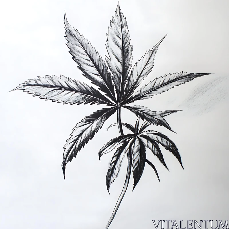 Intricate Plant Leaves Sketch AI Image