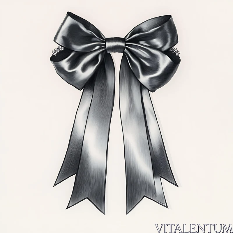 Silver Ribbon Bow Art AI Image